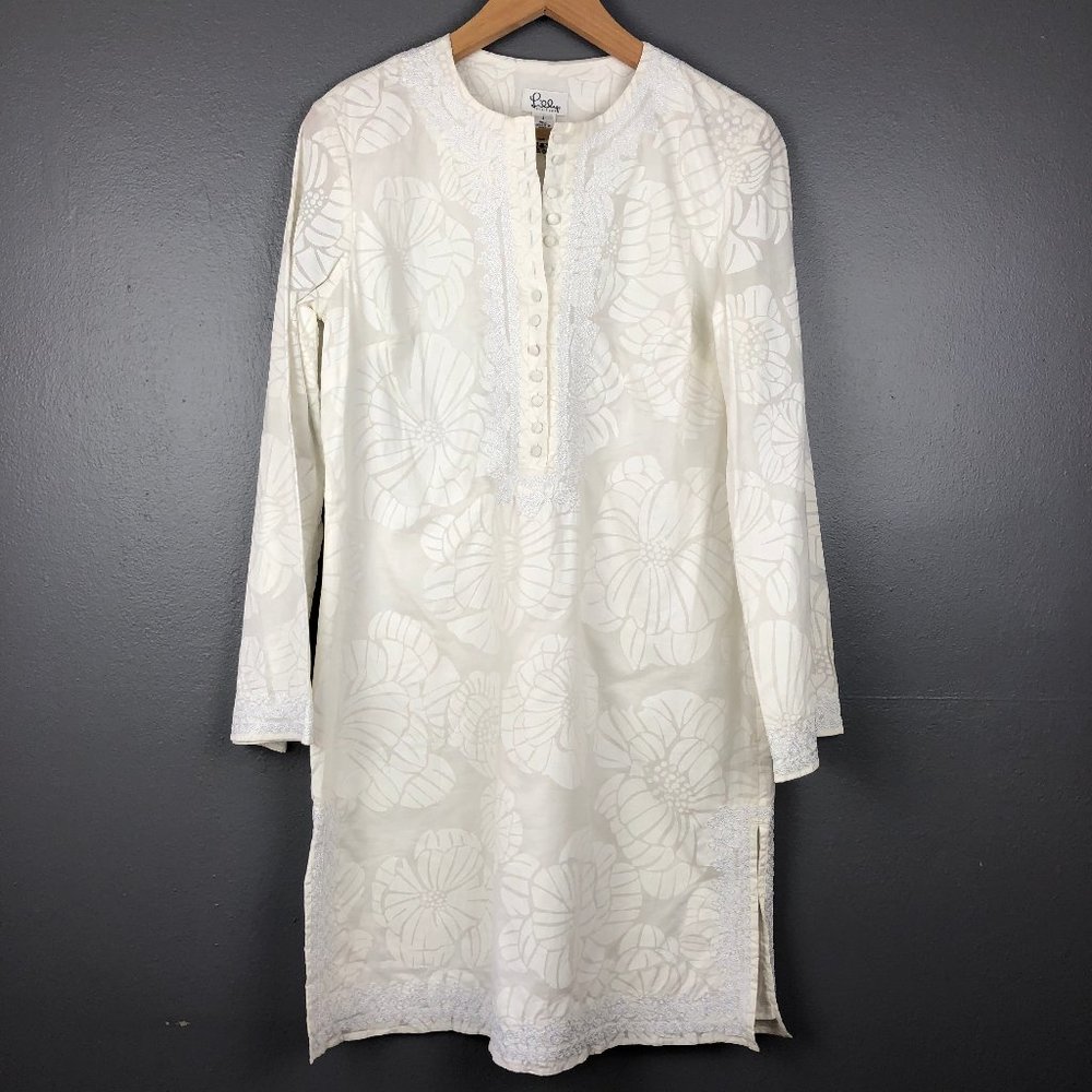 LILLY PULITZER VTG Embroidered Floral Tunic S